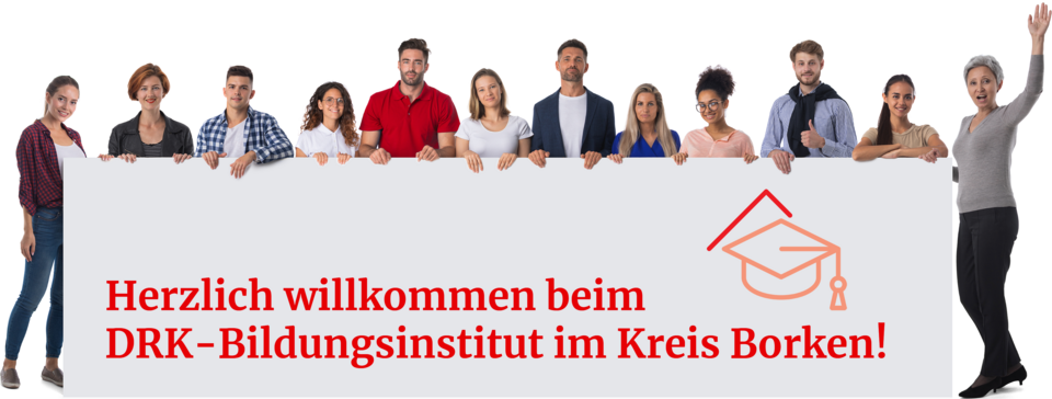 Unterschiedliche Menschen begrüßen beim DRK-Bildungsinstitut im Kreis Borken